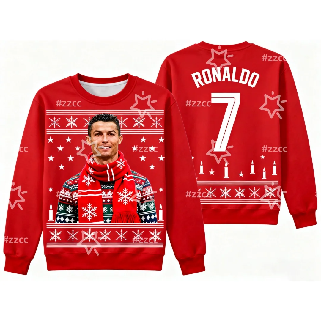 Ronaldo Character Graphic Hoodie Christmas-Style Hoodie Football Jersey Autumn Y2K Kid's Hoodies Men's And Women's Sweatshirts