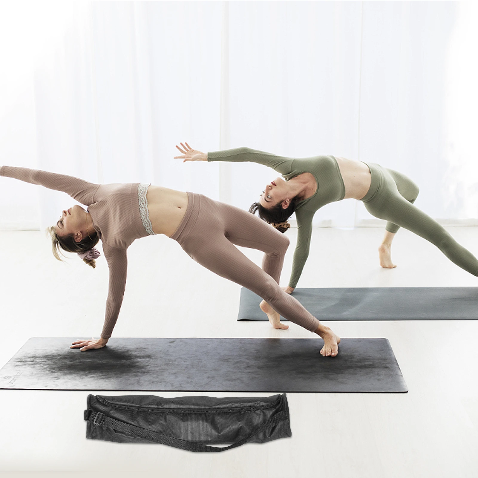 折りたたみ式ヨガオックスフォード布製、ゆったりとした軽量キャリートート、標準ヨガマットやジムアクセサリーの収納オーガナイザー