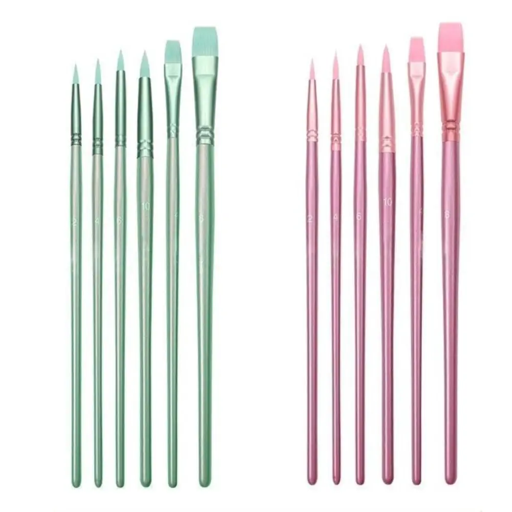 4/6pcs soft hair Painting Brush Set Professional Different Shape Watercolor Drawing Brushes Wooden Handle Nylon