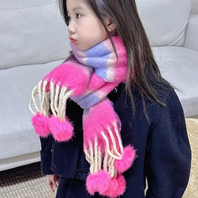 

63HE Warm Scarf Dopamine Rainbow Child Scarf Soft for Kids Ensures Comfort & Warmth