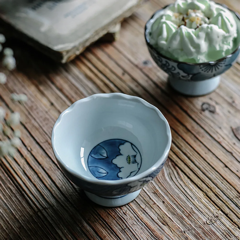 

Premium Ceramic High Leg Salad Bowl Smooth Rim Elegant Color Decorative Japanese Style Food Bowl Stand for Family Gatherings