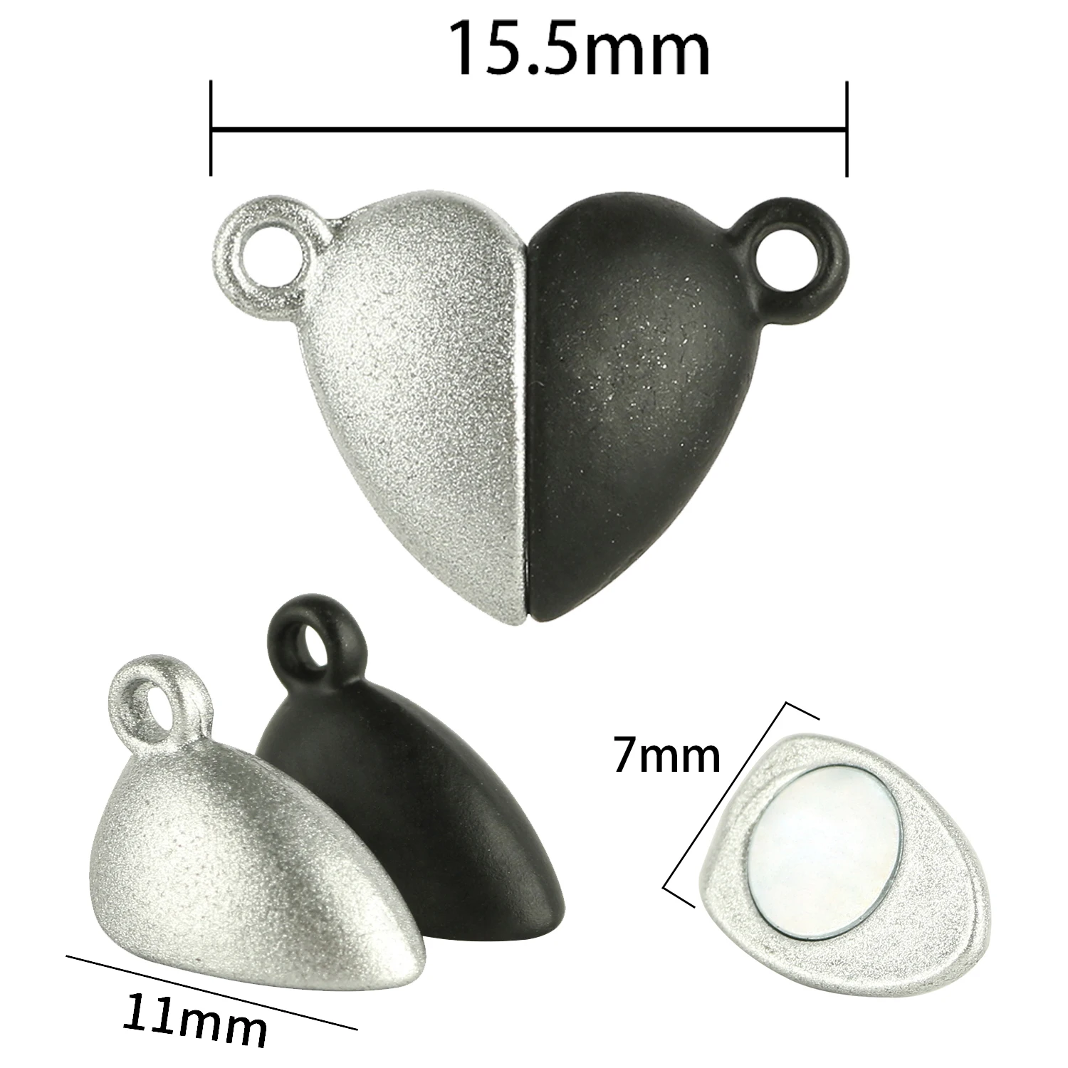 5 zestawów Miłość w kształcie serca Magnetyczne połączone zatrzaski Koraliki Charms Zaślepki DIY Para Bransoletka Naszyjnik do tworzenia biżuterii Znalezienie — zdjęcie 4
