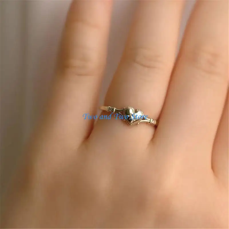 HX6F Women's Heart Design Gold Plued Rings Sturdy Lightweight Sixies 5 11
