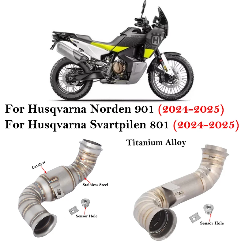 

For Husqvarna Norden 901 Svartpilen 801 2024 2025 Motorcycle Exhaust Escape Moto Systems Wiht O2 Sensor Middle Link Pipe Muffler