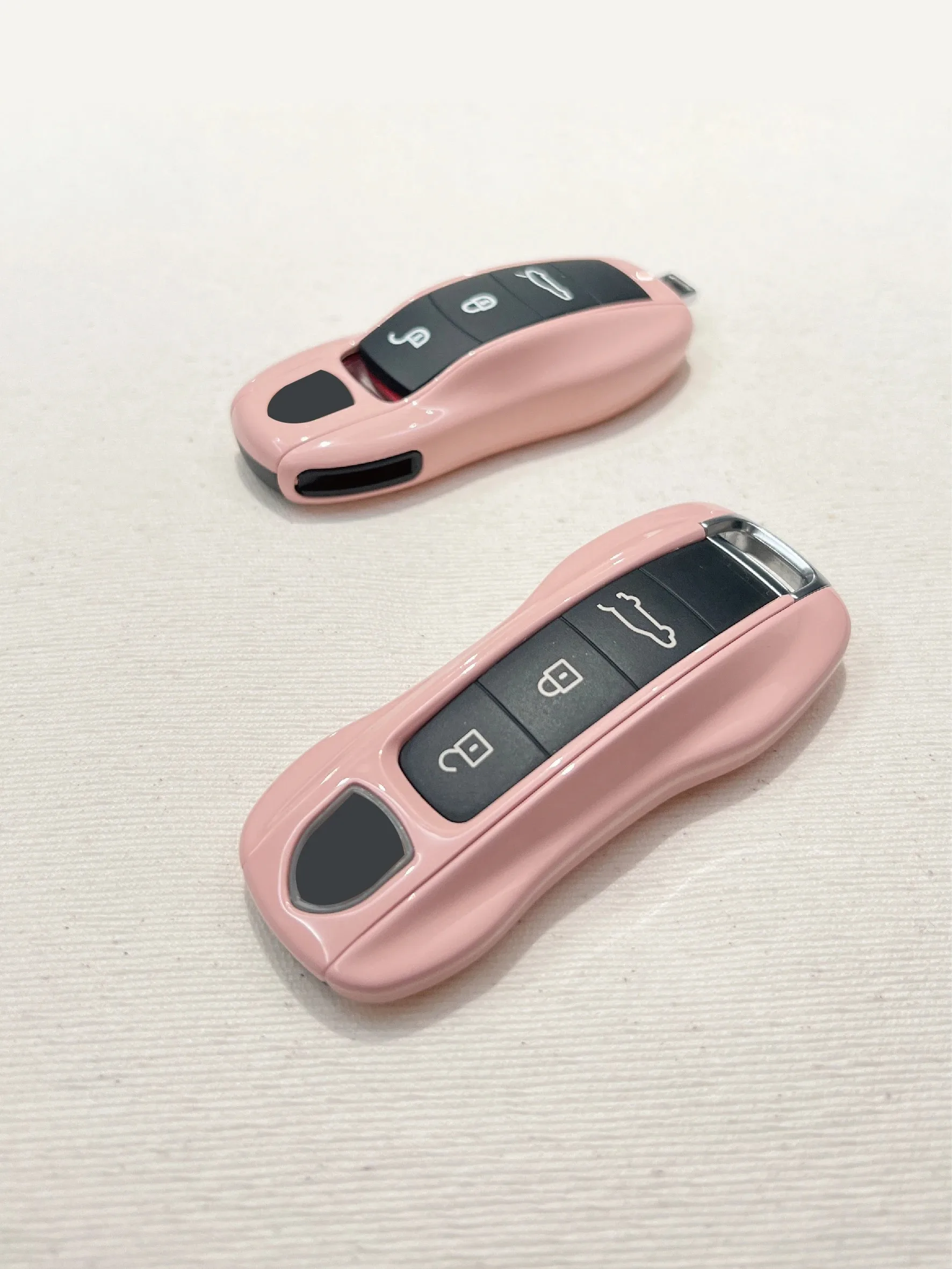 Morandi Pink ABS Smart Remote Car Key Case for Porsche 911 971 Cayenne Panamera Macan 3 4 Button Protect Shell Fob Accessories