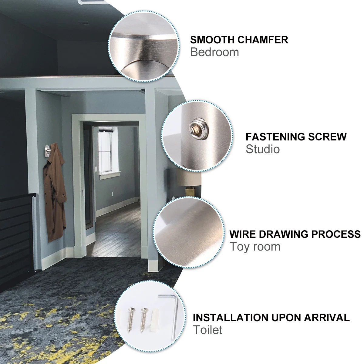 

1Pcs Stainless Steel Heavy Duty Wall Mounted Hook Hanger Durable Rust Resistant Clothes Towels Coats Hats Handbags Umbrellas