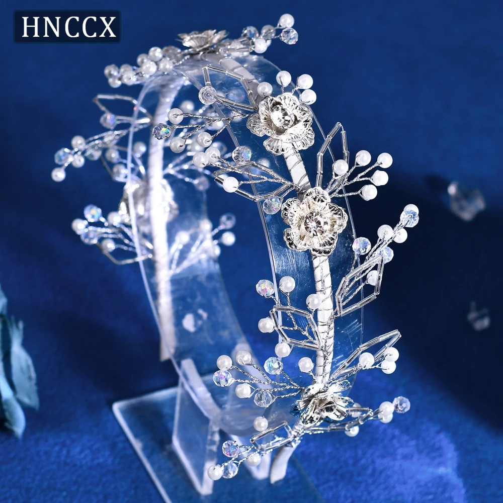 HNCCX Shining Pearl Crystal Wedding Hair Hoop Headband Bridal Headpiece Women Banquet Prom Hair Accessories Party Tiara CP872