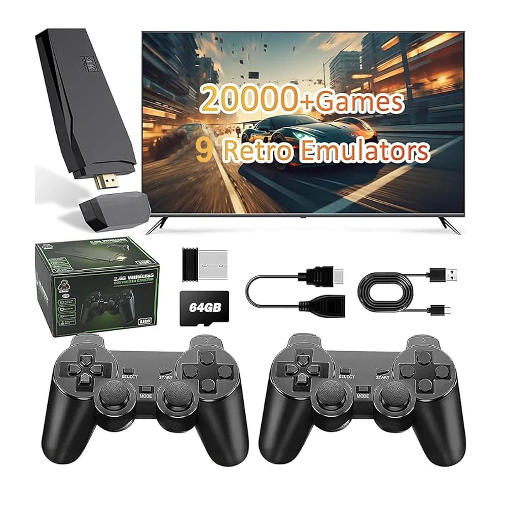 Retro Game Stick M8 4K Video Game Console Wireless Controller Gamepad Handheld Game Player Built-in 20000+ Games For PS1/FC/GBA