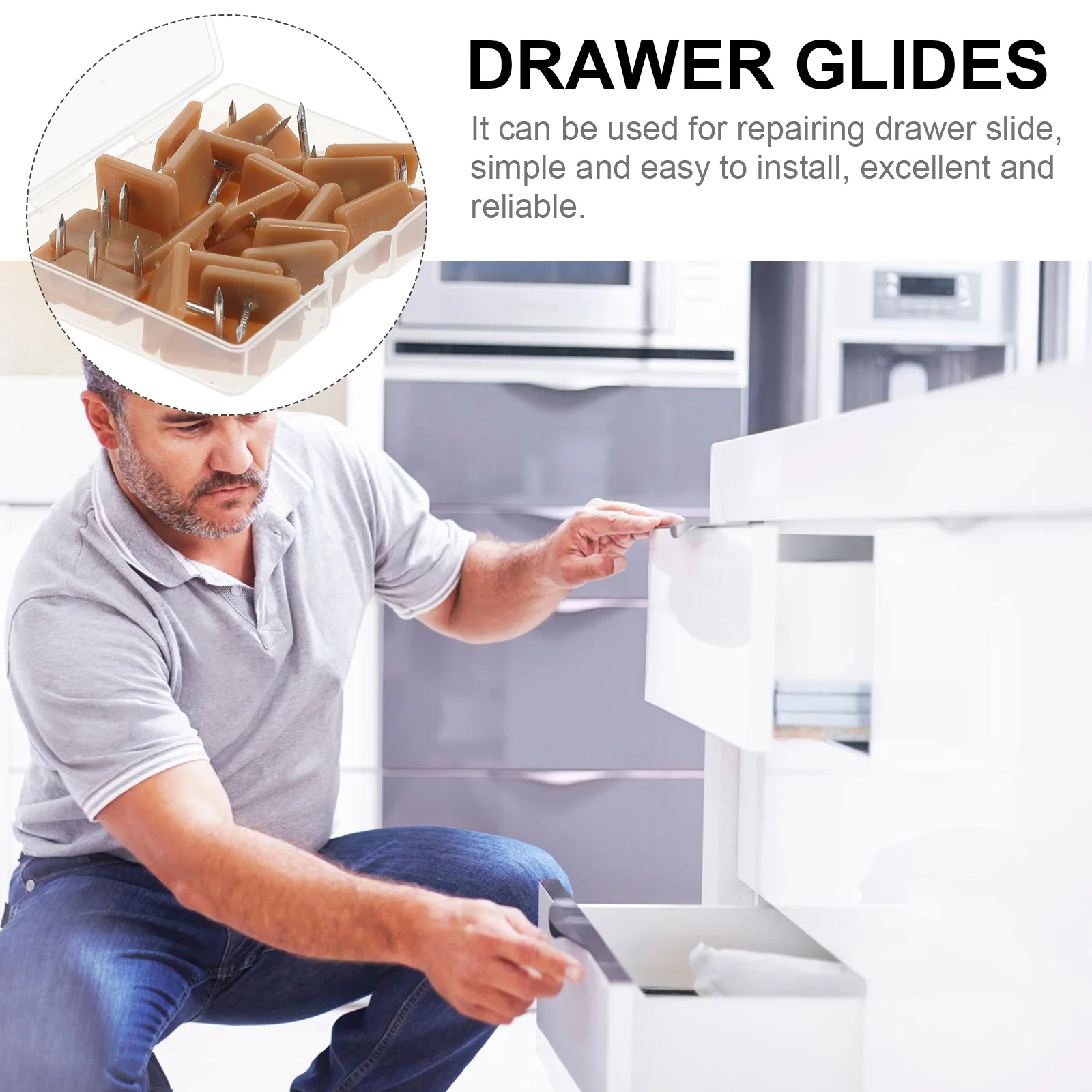 

30Pcs Drawer Glide ABS Iron Durable Repair Drawer Guides Easy Install Furniture Slider Floor Protector Chair Glides