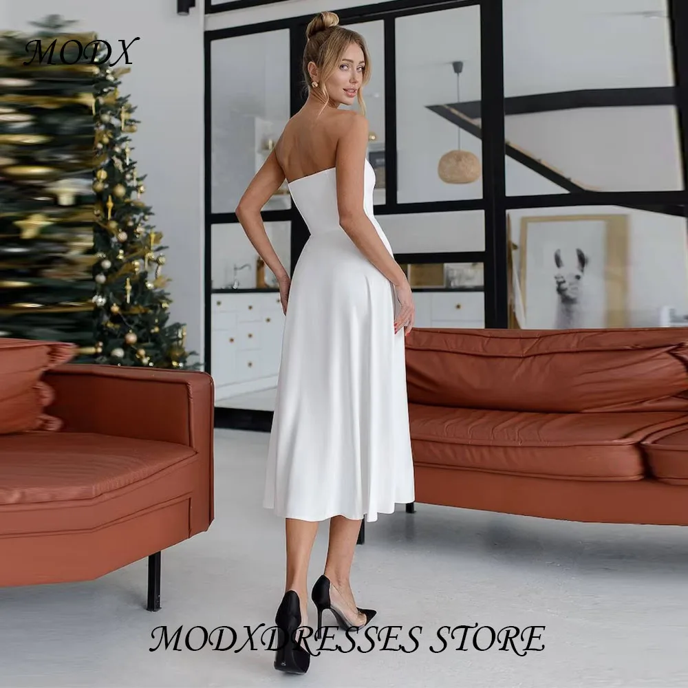MODX Elegant Woman Taking Off Shoulders Without Backless A-line Long Skirt Solid Waist Pleated Skirt Dress فساتين سهرة