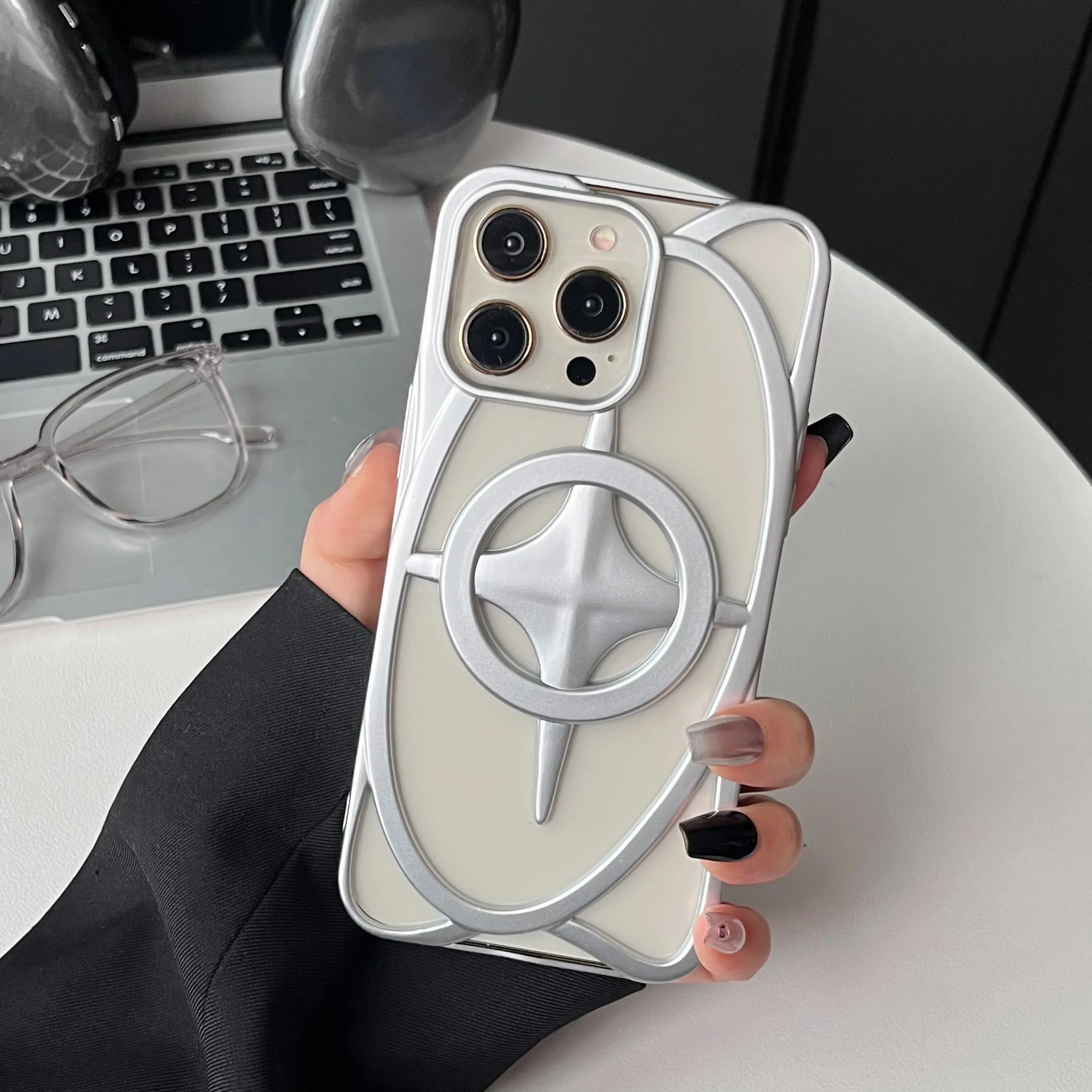 

Полый тонкий чехол для телефона Magsafe с 3D звездным узором для iPhone 16, 15, 14, 13, 12, 11 Pro Max 16, 15 Plus, магнитный противоударный мягкий чехол