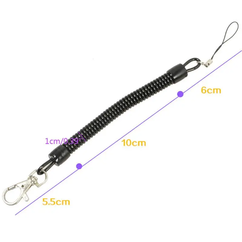 10 Pcs Theftproof Spring Coil Keychain Black for Key Elastic Lanyard for Worksho