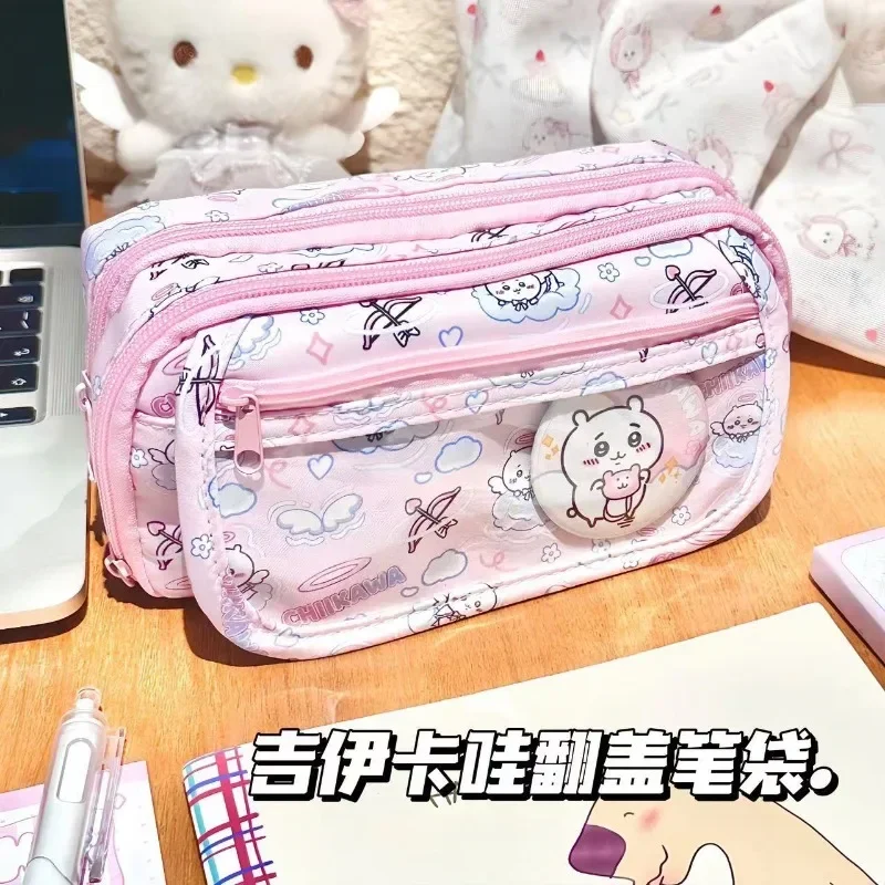 

Chiikawa Anime Kawaii Sanrio Storage Pen Bag Female Students Cute Cartoon Large Capacity Stationery Pencil Case Gifts for Kids