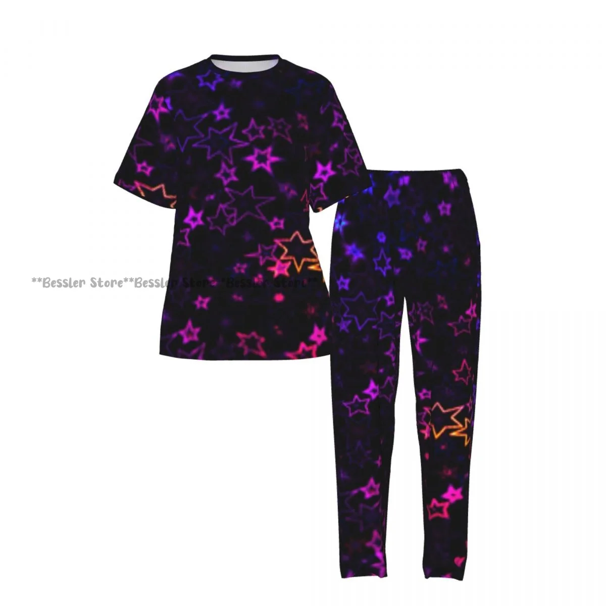Women's Stars Abstract short sleeve trousers casual pajamas set