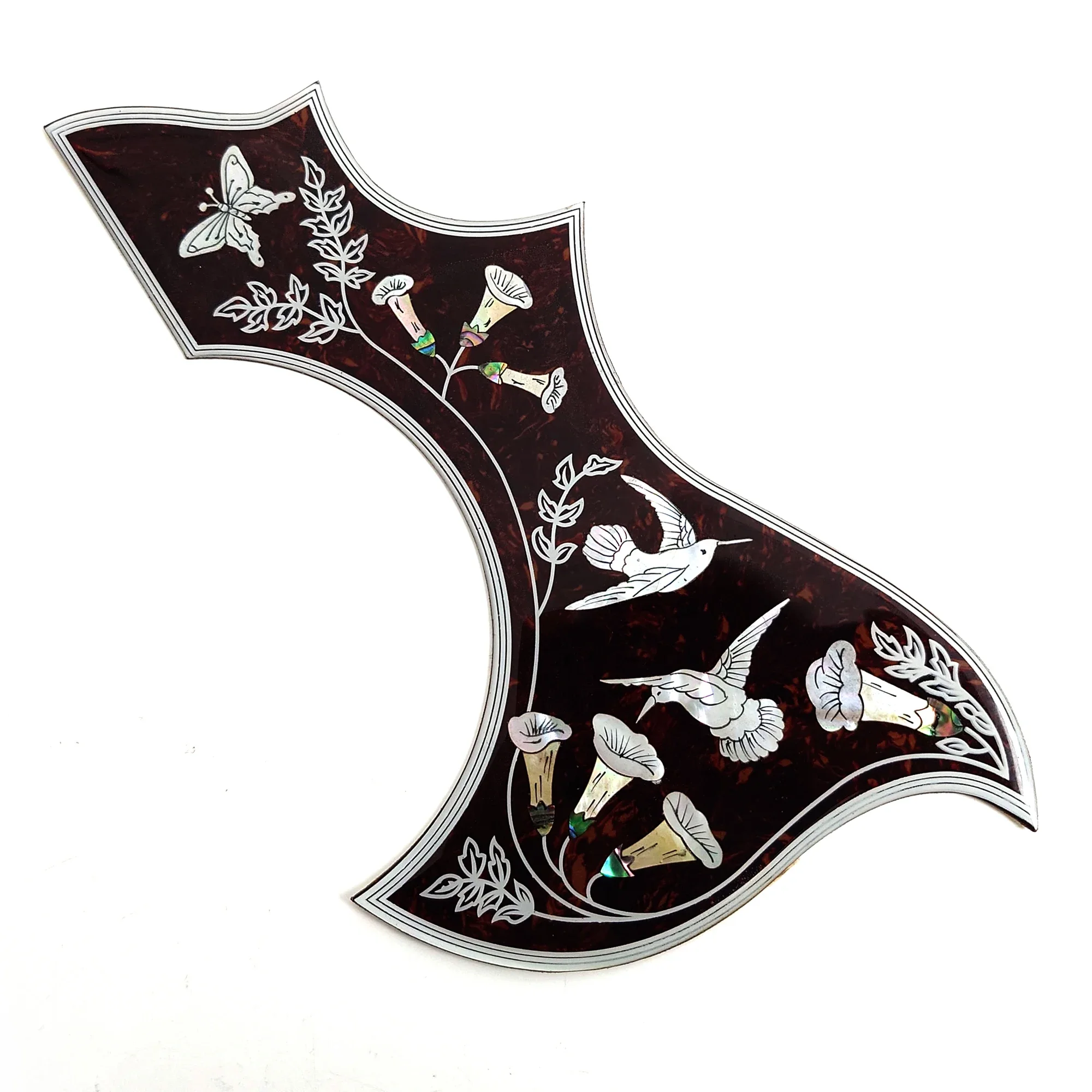 Acoustic Guitar Hummingbird Pickguard Self Adhensive Inlaid Abalone Flower for 41-inch or 43-inch Folk Acoustic Guitars