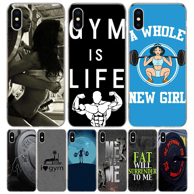 Bodybuilding Gym Fitness Phone Case For iPhone 16 15 14 Plus 12 13 Mini 11 Pro Max X Xs  8 7 SE + Soft Fundas Coque Shell Cover 