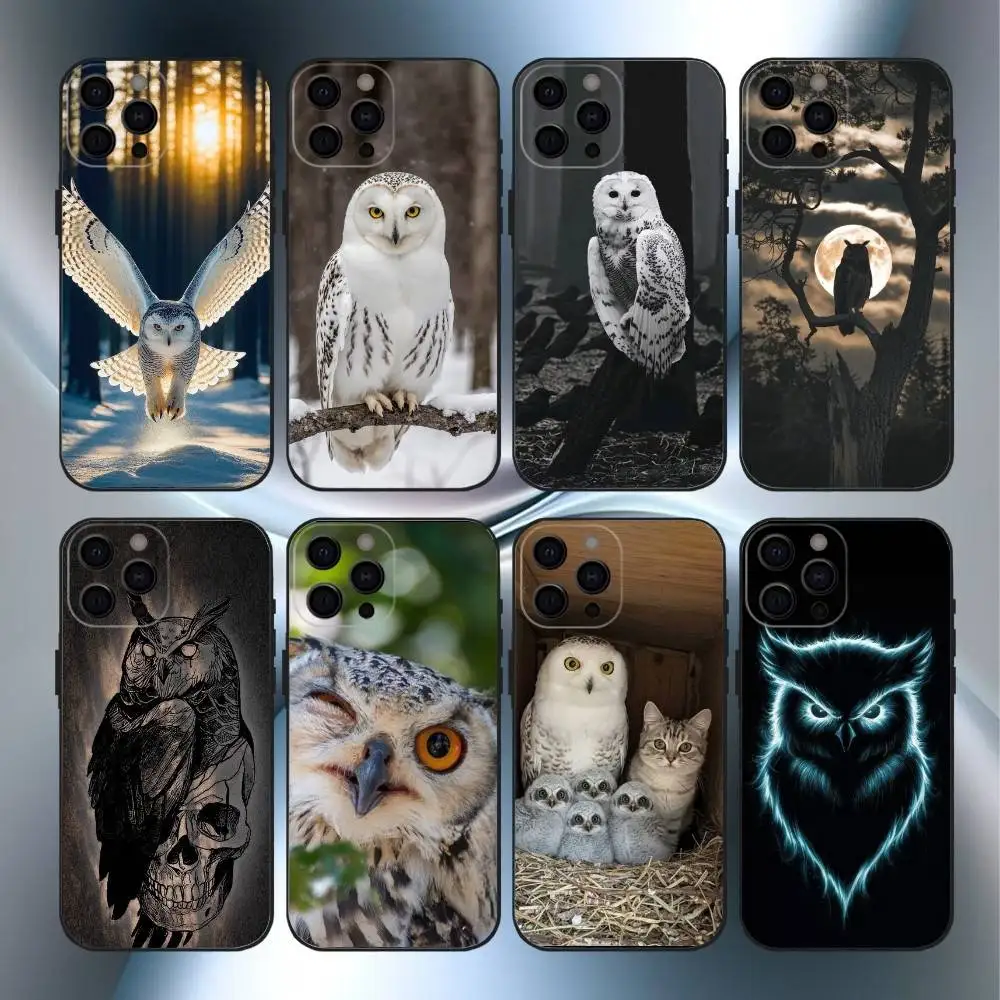 

Pet Cute Owl Phone Case For iPhone17,16,15,14,13,12,11 Plus,Pro Max Soft Black Cover