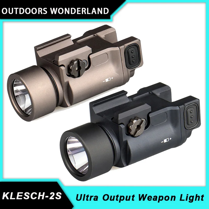 

Tactical KLESCH-2S Ultra Output Weapon Light Aluminum Pistol Flashlight 500 lumens Hunting Rifle Scout Lights