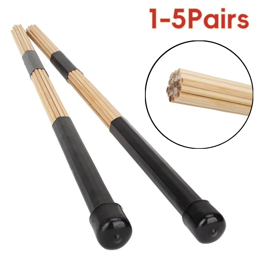 1-5Pairs 40cm Jazz Drum Pinsel Hochwertige Bambus Schwarz Trommel Pinsel Percussion Drum Stick Ersatz Kit Zubehör