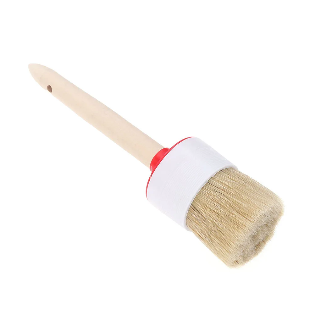 4Pcs Bristle Brush Wooden Handle Oil Painting Ergonomic Round Bristle Brush Multipurpose for Acrylic Gouache