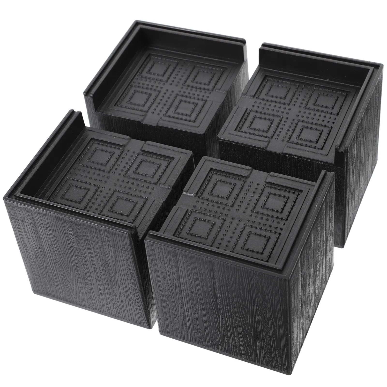 

4pcs Square Rubber Furniture Riser Blocks Heavy Duty Bed Table Chair Cabinet Refrigerator Floor Protector Noise Reducing