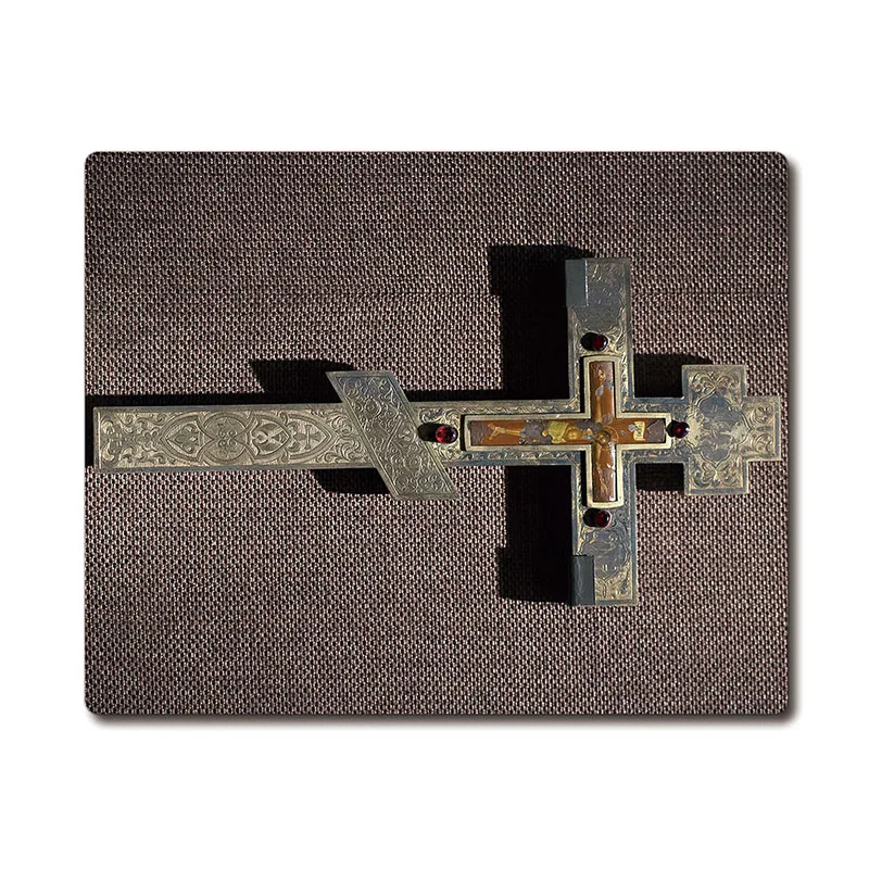 Eastern Orthodox Cross Printed Sense of Holiness Anti-slip Rubber Pad Office Cup Coaster Party Favor Gifts 220x180x3mm