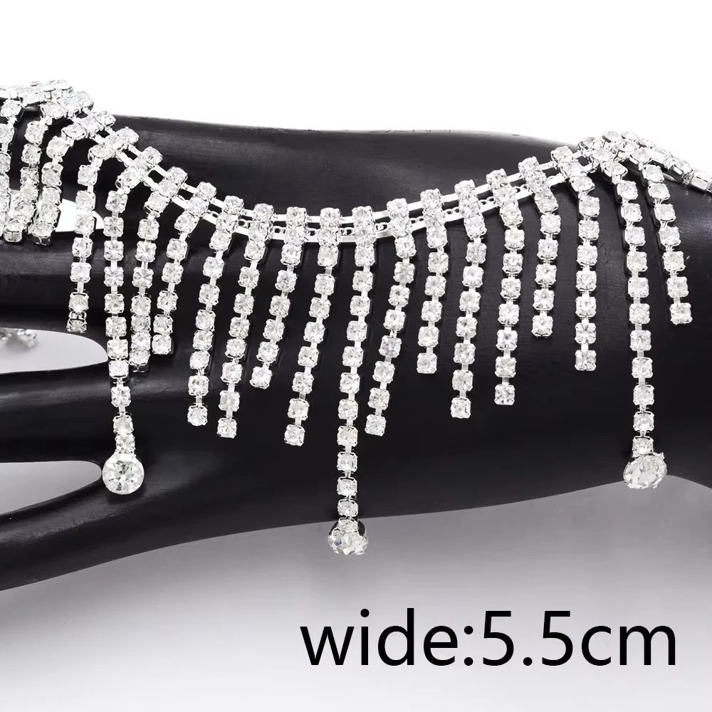 1 yard rhinestone long tassel water drop pendant crystal claw chain sewn on clothing skirt strap edge, women\'s bag wedding dress