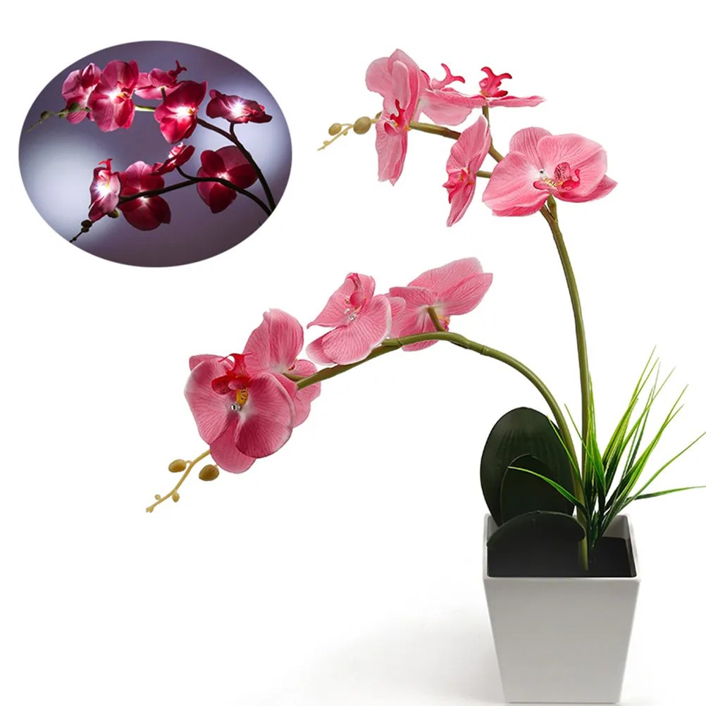 

Романтический светильник с реалистичными цветами орхидеи, светящаяся композиция для декора ко Дню матери, Рождеству, свадьбам и мероприятиям