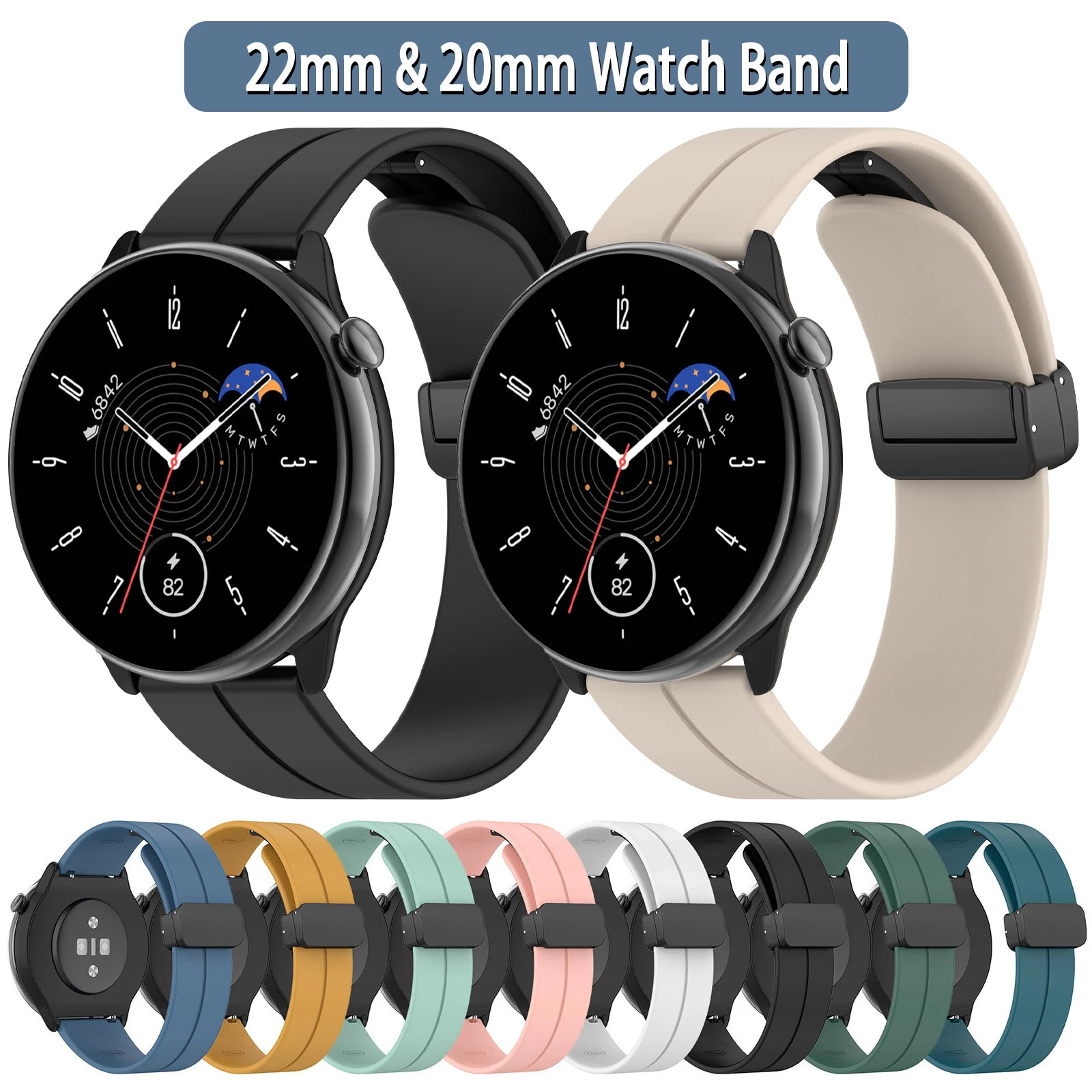 20mm/22mm Silicone band For Amazfit GTS 3/2/2e/GTS2 Mini/GTR 42mm/47mm/GTR 3/3 Pro/2/2e Sport Watch Bracelet Amazfit bip strap