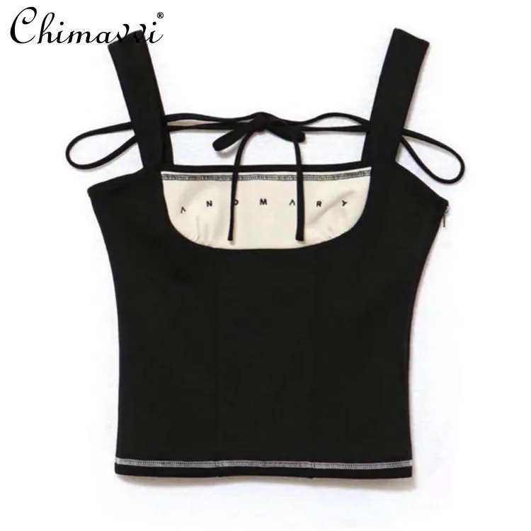 

New 2026 Summer Japanese Style Sweet Camis Women's Lace-Up Bow Sleeveless Cotton Top Girls Tank Top Slim-fit Ladies Y2k Vests