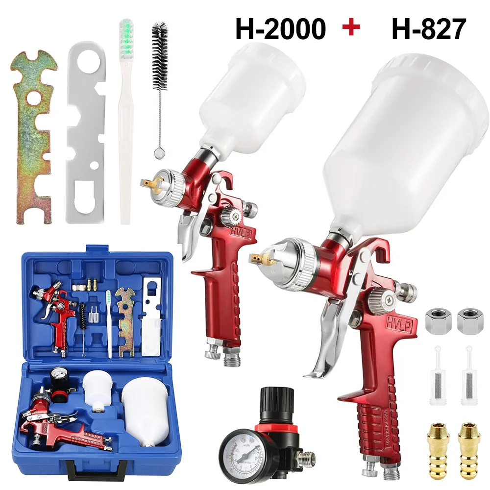 0.8mm/1.4mm Spray Paint Gun Kit, Household Car Spray Gun, Cordless Pneumatic Gravity Sprayer, Professional Paint Spraying Tools