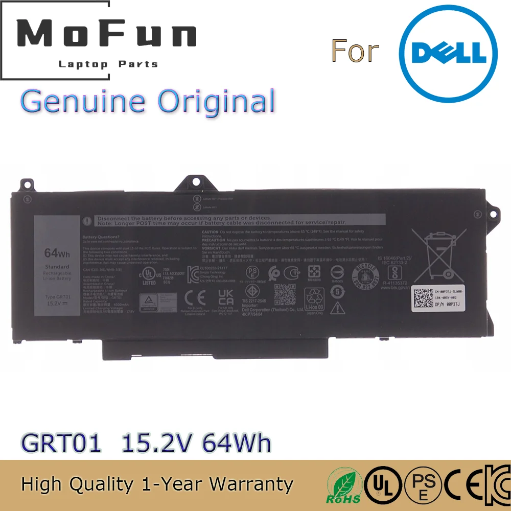 

Brand New Original GRT01 15.2V 64Wh Laptop Battery for Dell Latidude 5421 5431 5521 5531 Precision 3561 3571 3470 41CP7/54/64