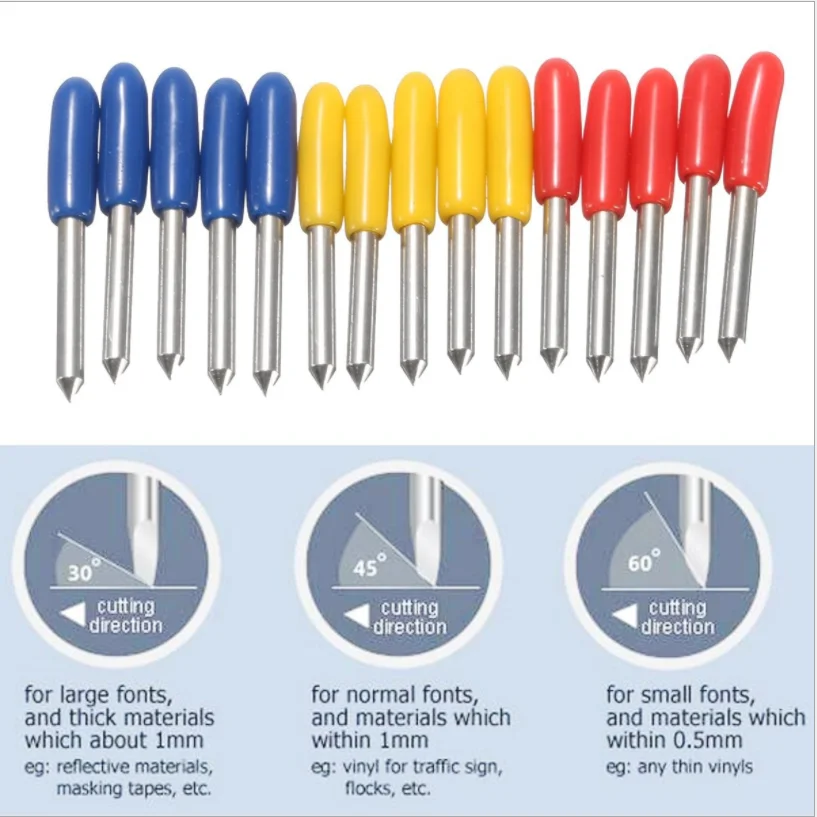 30 45 60 Gradi misti Lame per plotter in vinile Coltelli per scritte Taglierina
