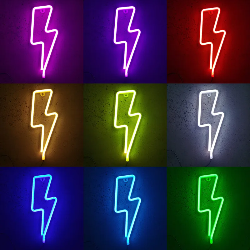 LED Bolt Neon Lamp Christmas Decoration Pendant Neon Light Festival Atmosphere Home Party Bar Wall Hanging Decor Adult Kid Gift