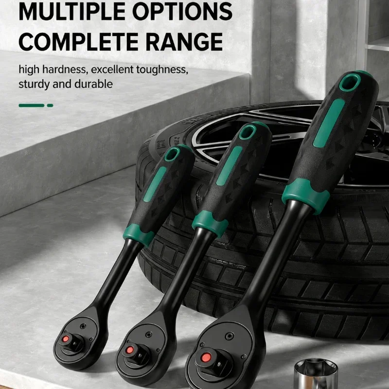 1/4 3/8 1/2 Inch Reversible Ratchet Handle Quick Release Teardrop Ratchet Wrench With Comfort Grip For Auto Repair