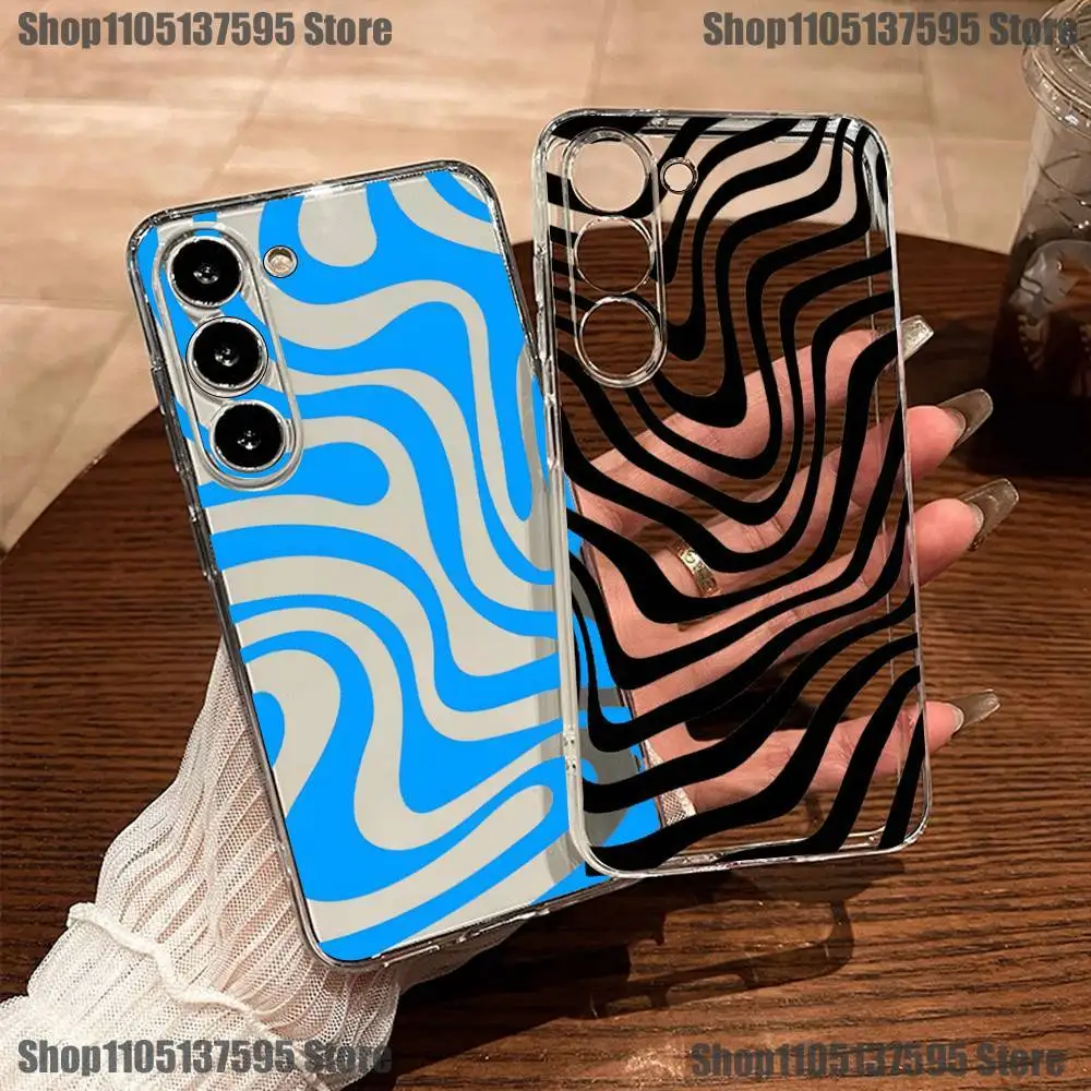 

High-End Lrregular Stripes Phone Case For Samsung S30,23,21,22,20, FE lite,S10,9,8,7 PIus Note20ultra Soft Transparent
