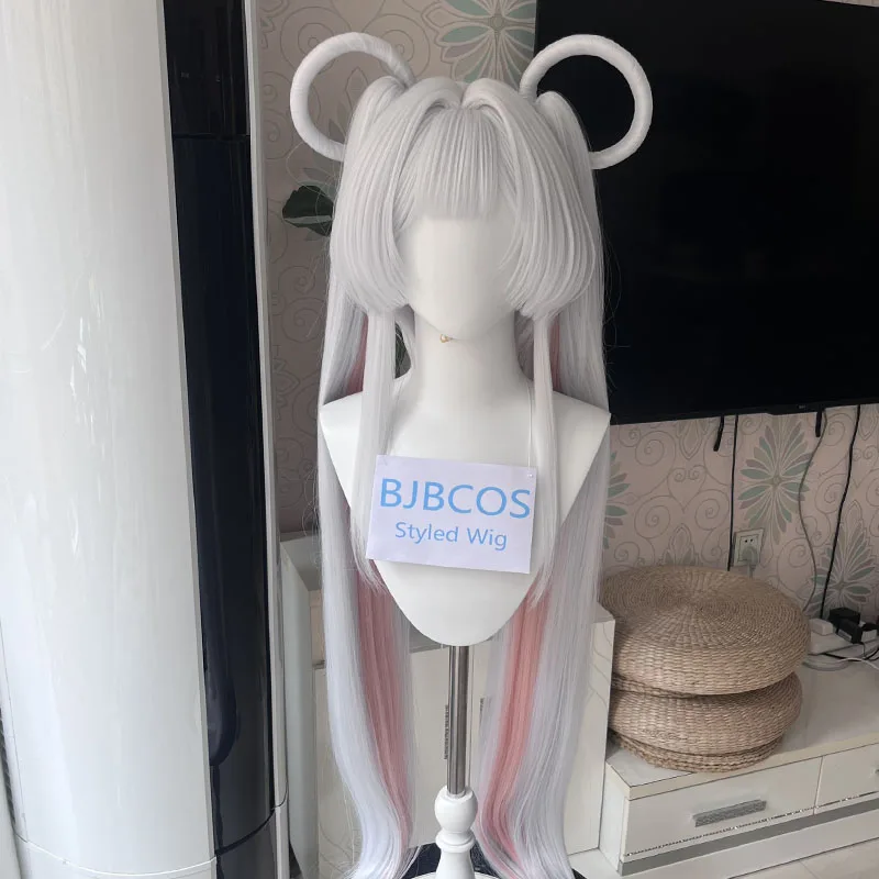 

[Styled] Runami Yachiyo Cosplay Wig 115cm Silver White Pink Mixed Wig Anime Heat Resistant Synthetic Wigs for Halloween Carnival