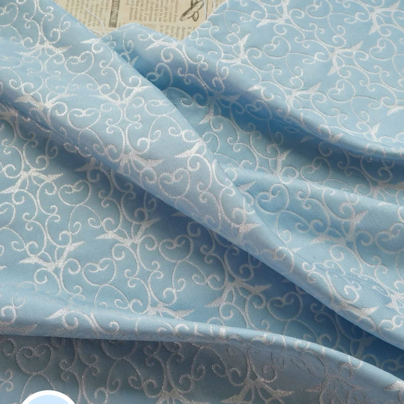 100cm-scrolling-vine-pattern-jacquard-fabric-new-chinese-style-blue-background-metallic-thread-jacquard-yarn-dyed-fabric-for-diy
