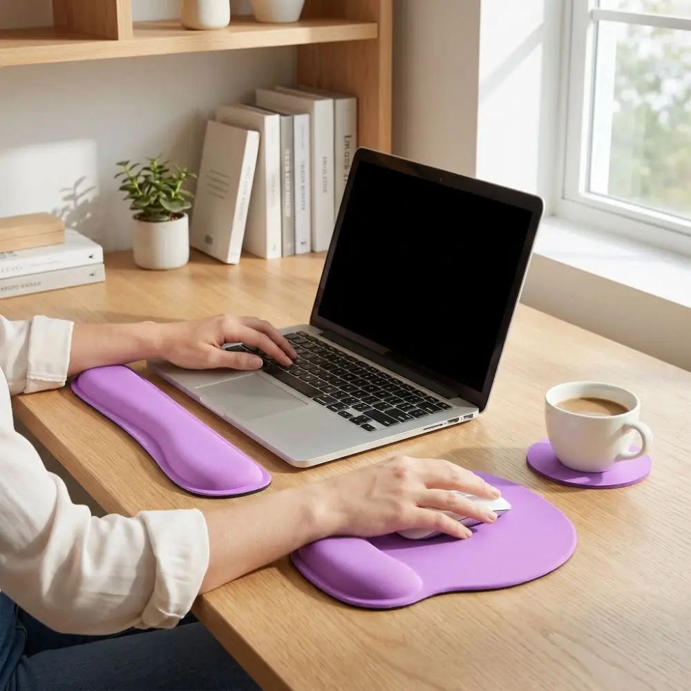 3Pcs Comfortable Keyboard Wrist Rest Set Soft with Wrist Rest Mouse Wrist Support Pad Hand Rest Non-Slip Base