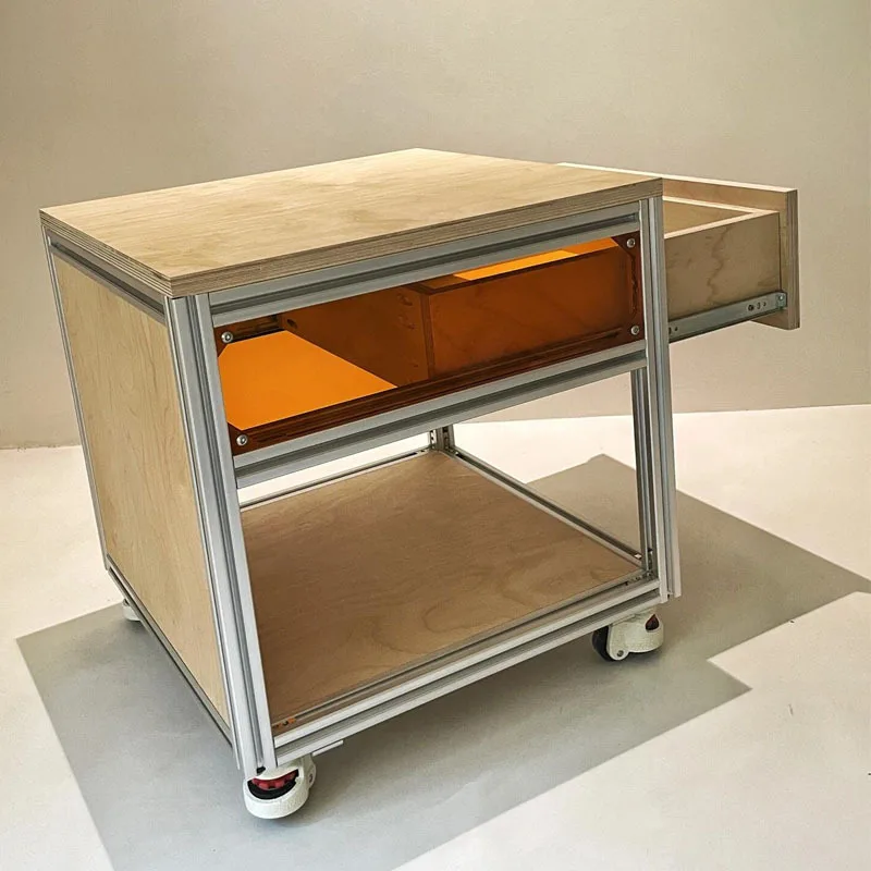 وحدة لوحة المحيط مزيج من طاولة السرير المصنوعة من الألومنيوم بتصميم بسيط وخزانة تخزين طاولة بجانب السرير لغرفة النوم