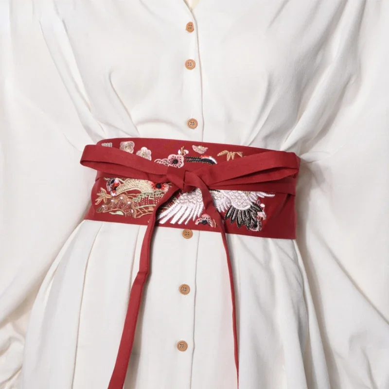 

Wide Belt Yukata Dress Embroidery Vintage Style Woman Kimono Belt Waistband Waist for Kimono Yukata Robe Hanfu Waist Decoration