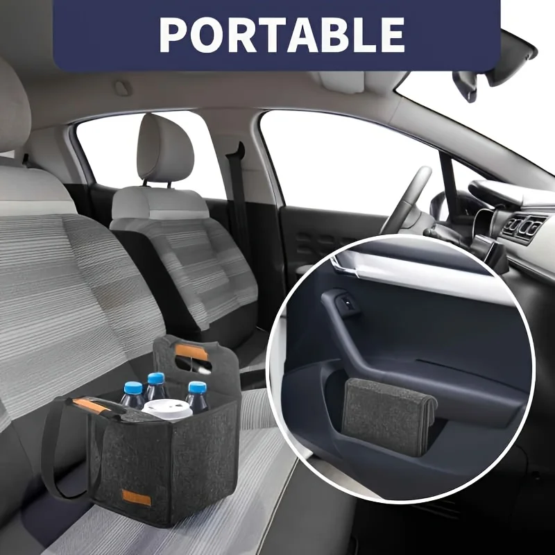 Bolsa Portavasos Plegable Aislada de Primera Calidad en Gris Oscuro, Portavasos Portátil para Viajes en Auto, Entrega de Café, Bebidas, Uso Diario