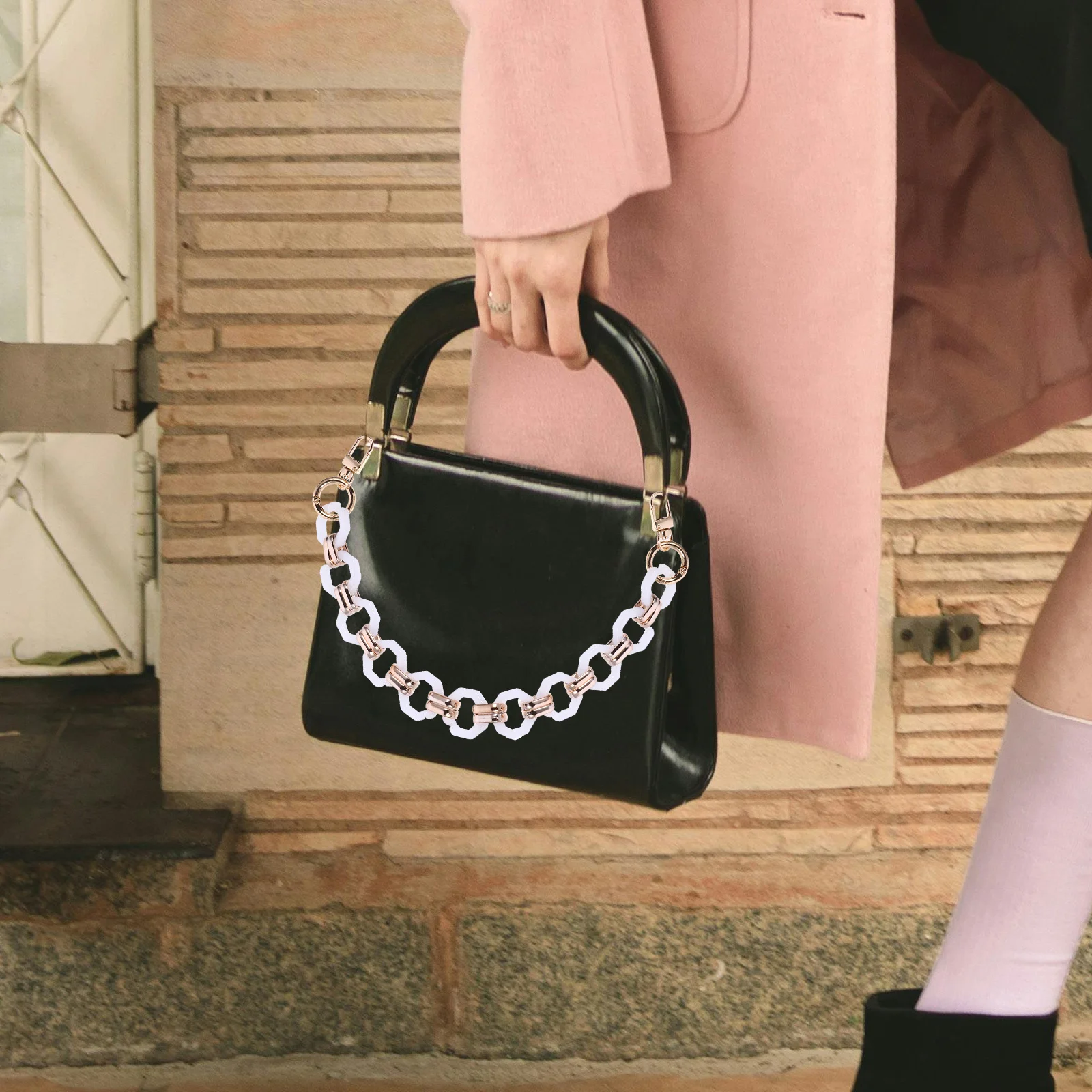 

Purse Chain Strap Vintage Resin Durable Lightweight Replacement Handle for Tote Mini Tote Clutch Bag DIY Decorative Accessory