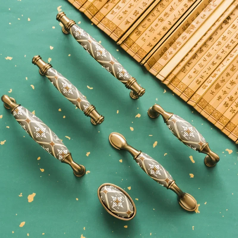 Chinese Style Modern Minimalist Cabinet Door Drawer Ceramic Handle American European Style Drawer Cupboard Wardrobe Door Handle