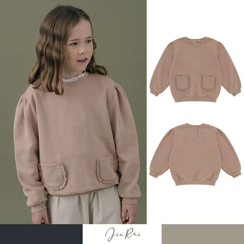 

2025 New Korean Version Baby Smith Velvet Children's Hoodie Cotton Women's Versatile Plus Velvet Thick Bottom Simple Hoodie