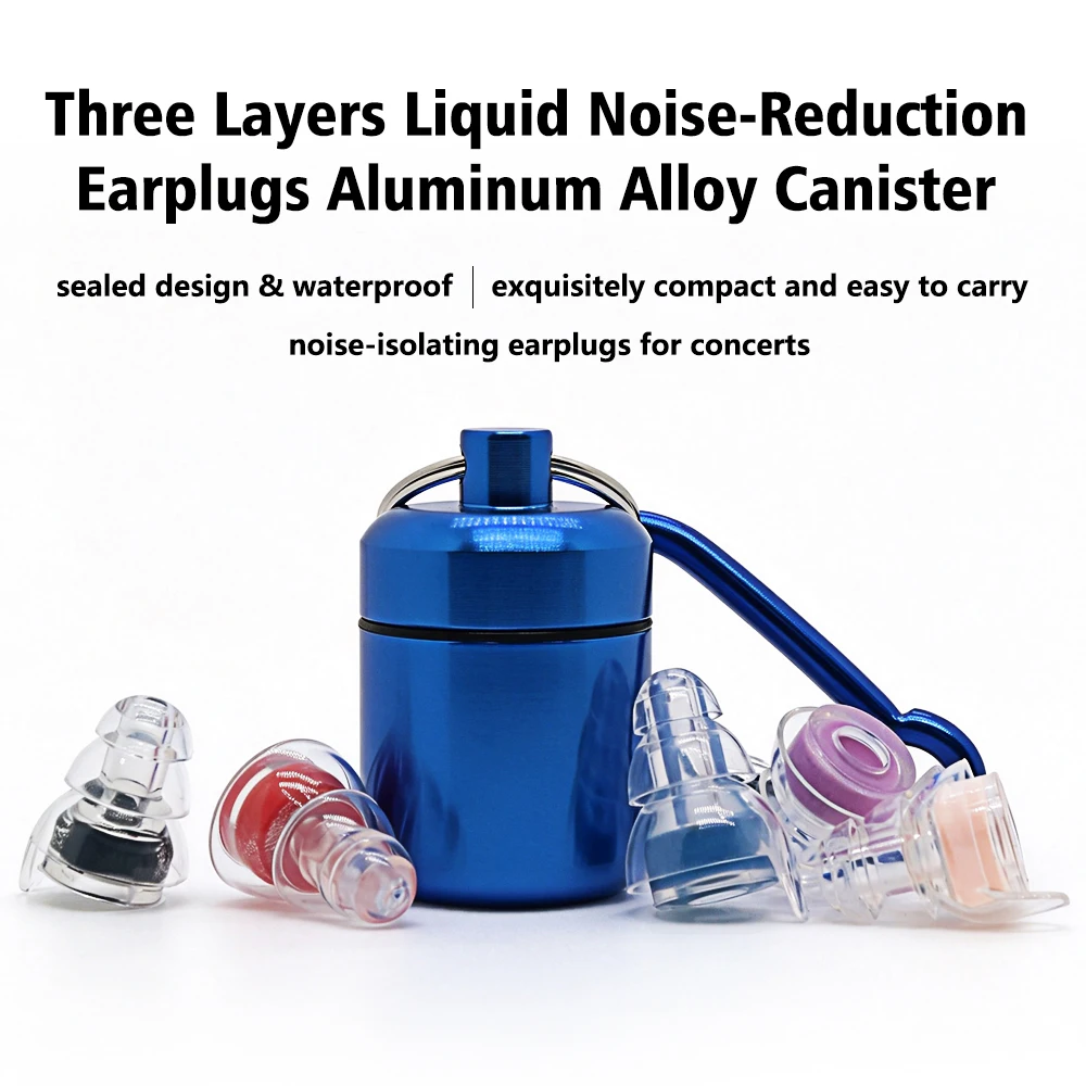 Waterproof Portable Mini Aluminum Alloy Case Keychain Storage Box Noise-reduction Earplug Container Bottle with Keyring Canister