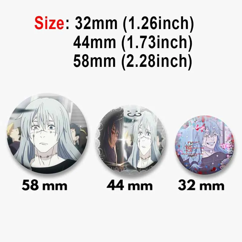 Anime JK Figure Mahito Round Badges Custom Cartoon Cosplay Brooch Y2K Clothes Backpack Accessories Lapel Pins Jewelry Toys Gifts