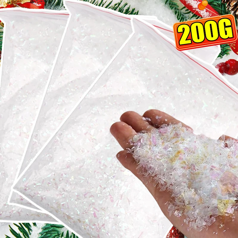 Nieve falsa de invierno, polvo de nieve de Navidad, copo de nieve Artificial, decoración de fiesta, manualidades DIY de Navidad, accesorios de exhibición de pueblo, regalos para niños