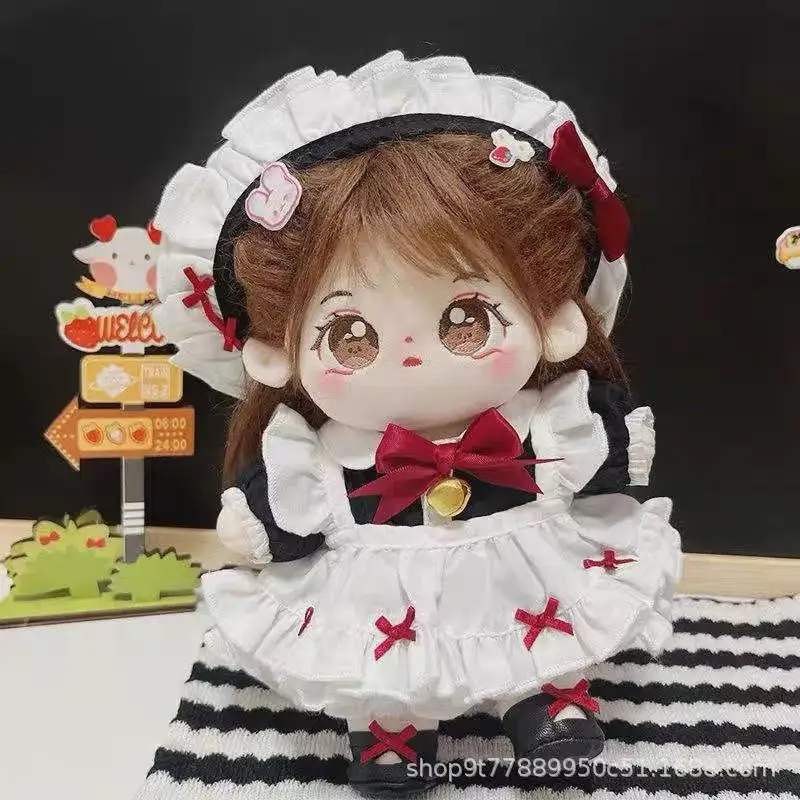 Long black hair 20cm girl replace Clothes Plush Idol Doll Clothes Kids Stuffed Animal Cute Cartoon Fans toys Gift dolls