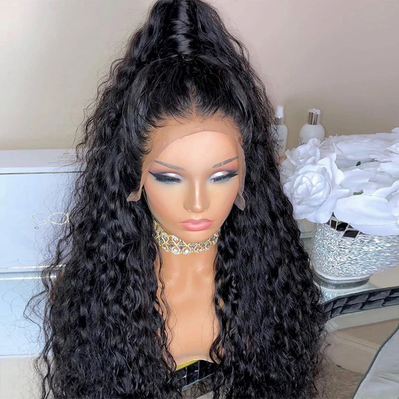 

GEECSKOL OVE European and American New Wig Women's Center Split Black African Small Curly Hair Chemical Fiber Headwear for Women